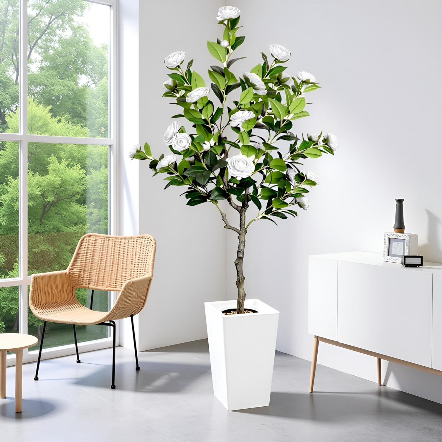 5Ft Artificial Camellia Tree for Elegant Indoor Outdoor Decor