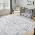 LIVEBOX Washable Area Rug 8x10 - Vintage Grey Boho Carpet