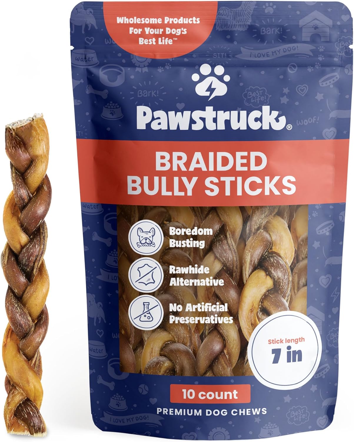 Pawstruck 7 Braided Bully Sticks: Tough, Rawhide-Free Chew