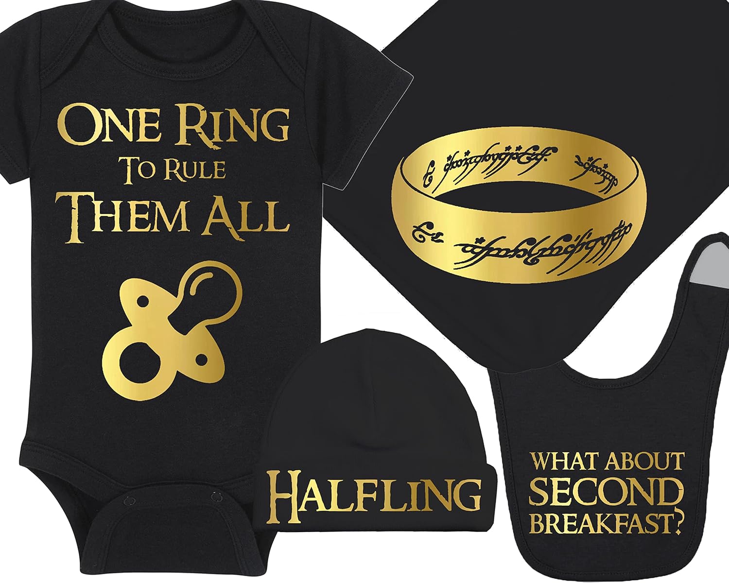 LOTR Baby Onesie, Hat, Blanket and Bib Set for Newborns