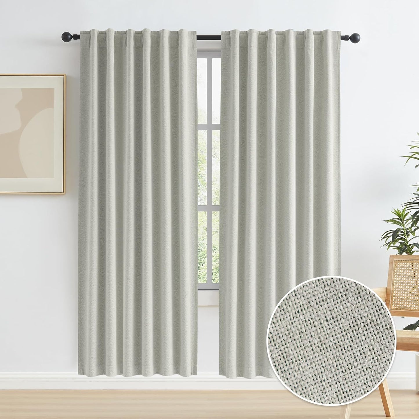 Blackout Linen Curtains for Doorway Privacy and Insulation