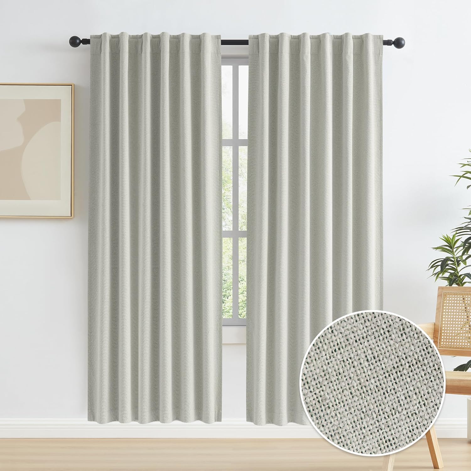 Blackout Linen Curtains for Doorway Privacy and Insulation