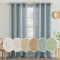 Linen Stone Blue Curtains 90 in Long 2 Panels - Semi Sheer Privacy