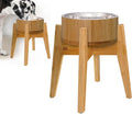 Elevated Dog Bowl for Large Breeds - 12-inch Bamboo/Steel Design