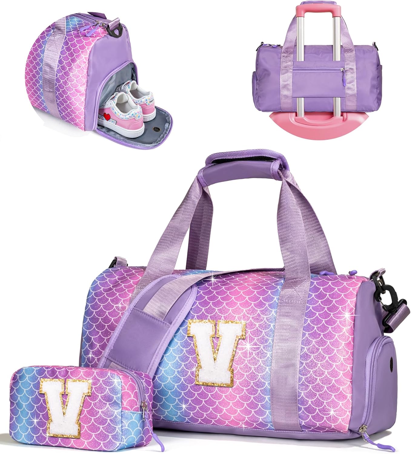 Personalized Girl Gym Bag with Shoe Compartment for Travel