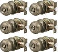 Probrico Privacy Door Knobs 6 Pack Antique Brass - Keyless Privacy