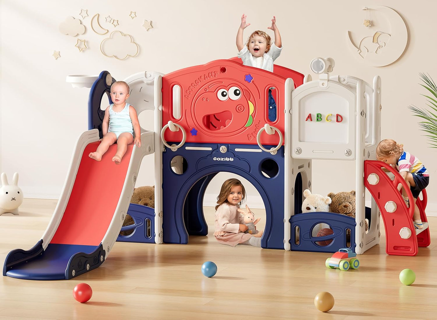 CoziBB Toddler Slide 9 in 1 Playset for Indoor Outdoor Fun