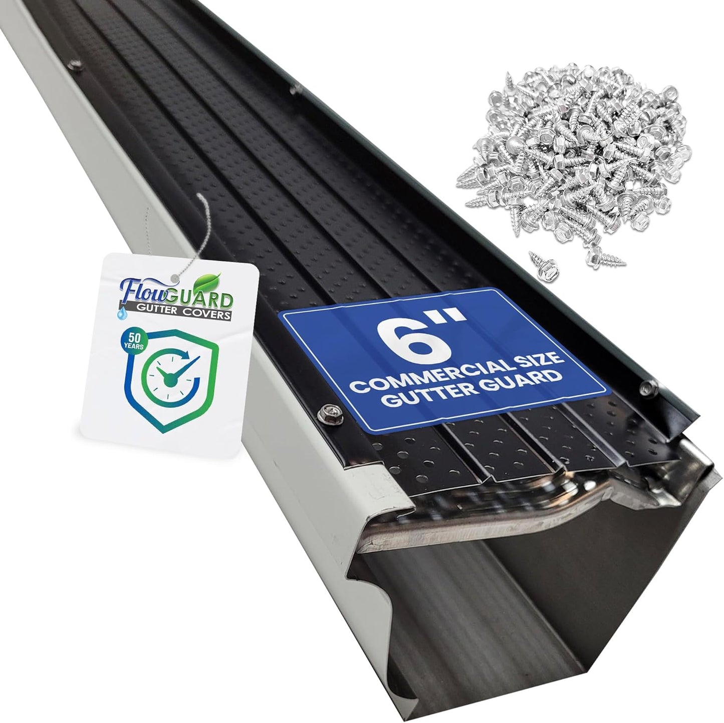 FlowGuard USA Made 6 Inch Gutter Cover System for Homeowners