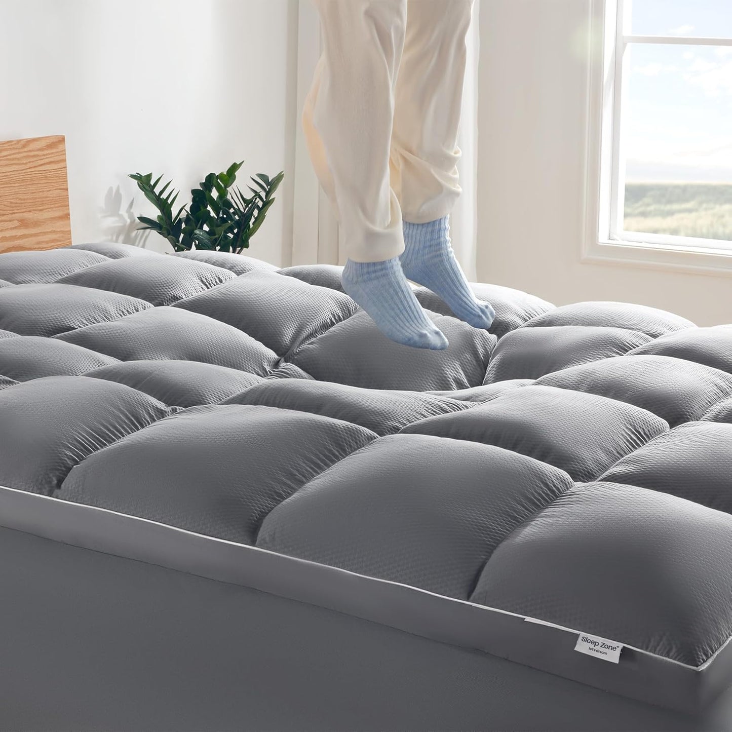 SLEEP ZONE King Size Mattress Topper for Back Pain Relief