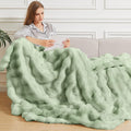 Sage Green Twin Fluffy Furry Blanket Comfy Blanket Cozy 60x80 - Ultra