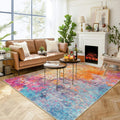 Modern Abstract Washable 8x10 Living Room Rug - Colorful Accent