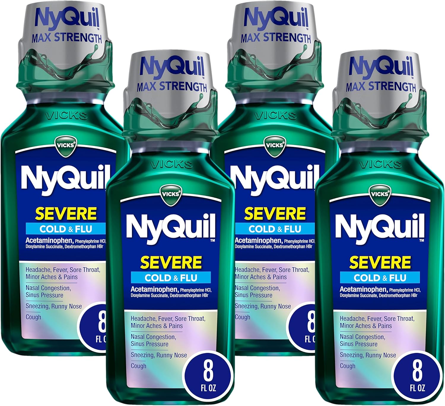 Vicks NyQuil Severe Cold and Flu Relief Liquid Medicine, 8 FL OZ