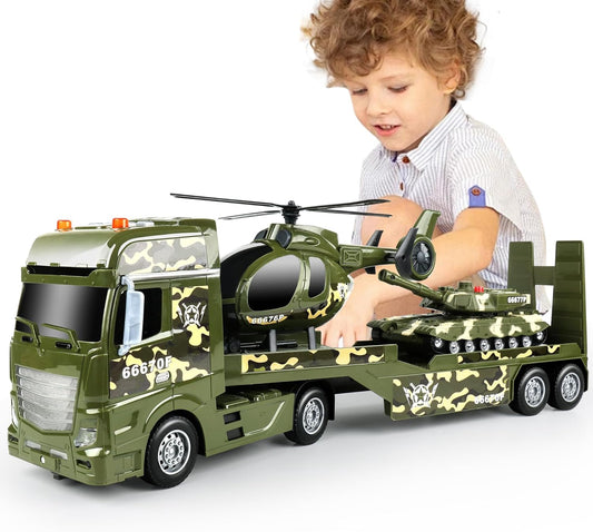 Dwi Dowellin Green Military Big Truck Toys for Kids 2-5 Years