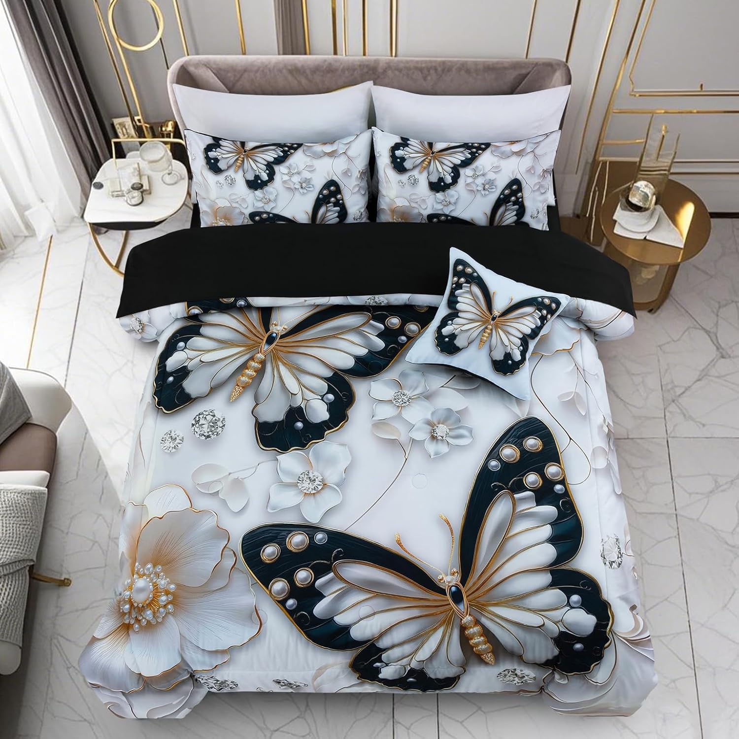 3D Butterfly Printed Full Comforter Set for Kids and Teens