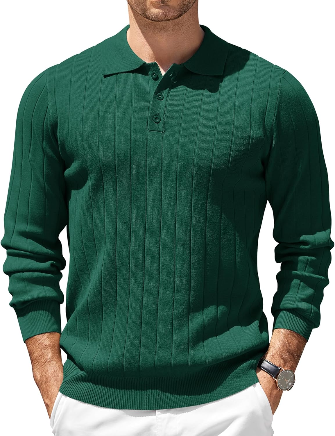 Mens Knit Polo Sweater by COOFANDY - Lightweight Casual Style