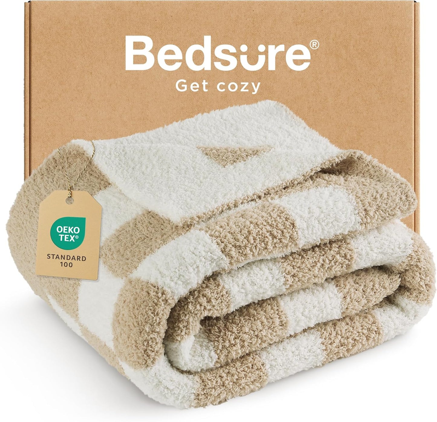 Bedsure Fall Checkered Throw Blanket - Cozy, Soft & Warm Knit