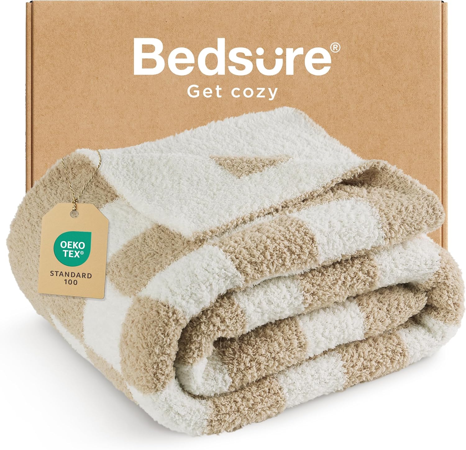 Bedsure Fall Checkered Throw Blanket - Cozy, Soft & Warm Knit