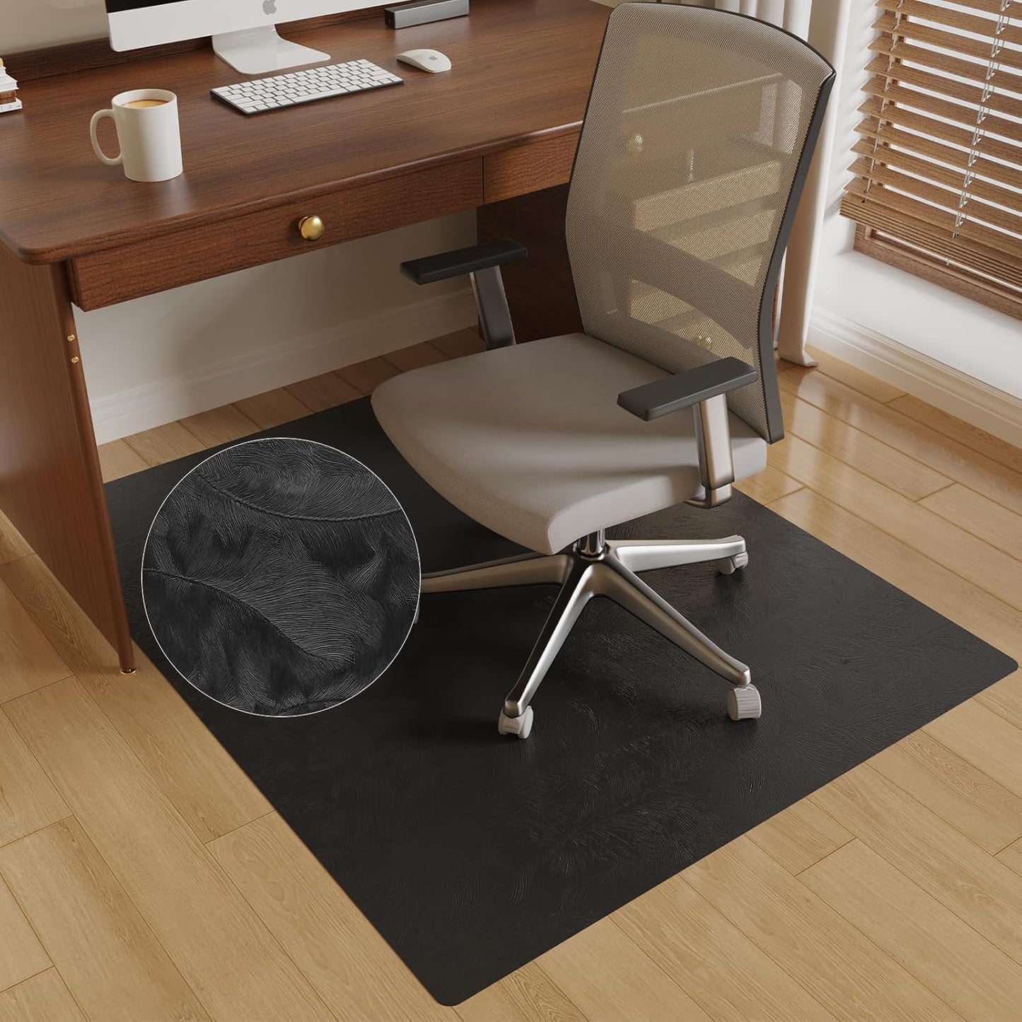 36in x 48in Office Mat for Hardwood Floor with 3D Feather Design
