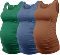 AMPOSH Women's Maternity Tank Top 3 Pack - Comfortable All-Stage Fit