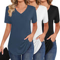 Ficerd Women's Short Sleeve Tunic Tops 3-Pack - Comfortable Summer