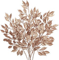 Sparkling Champagne Glitter Leaves - Festive 5Pcs Set for Stunning Holiday Decor!
