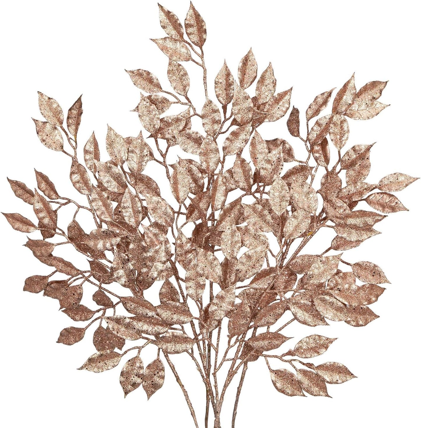 Sparkling Champagne Glitter Leaves - Festive 5Pcs Set for Stunning Holiday Decor!