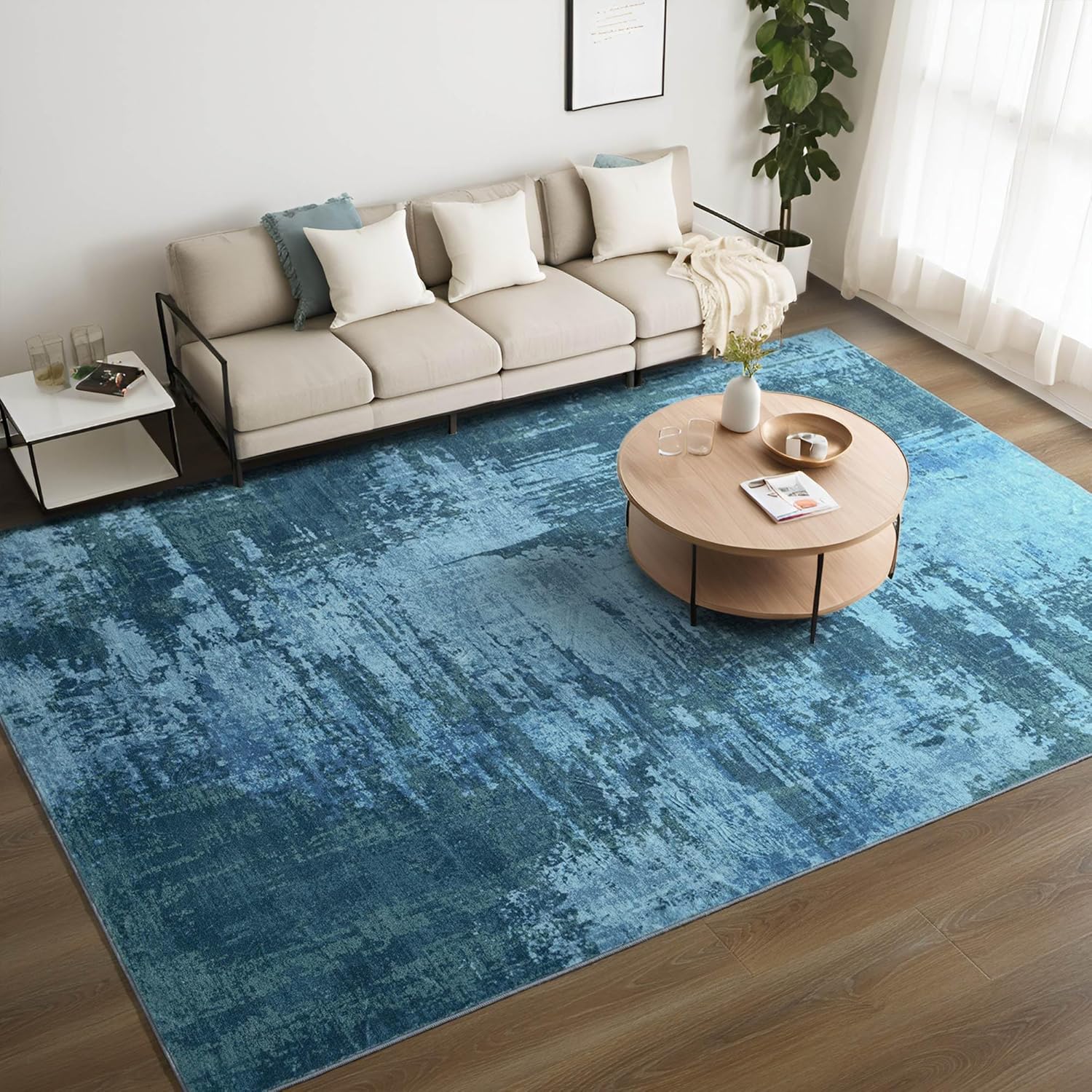 Merelax 5x7 Blue Living Room Area Rug for Modern Spaces