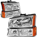 DNA MOTORING Pair Headlight Assembly Compatible with 03-07 Chevy