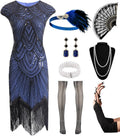 Women's Flapper Dresses 1920s Sequin Fringe Beaded Cocktail Dress