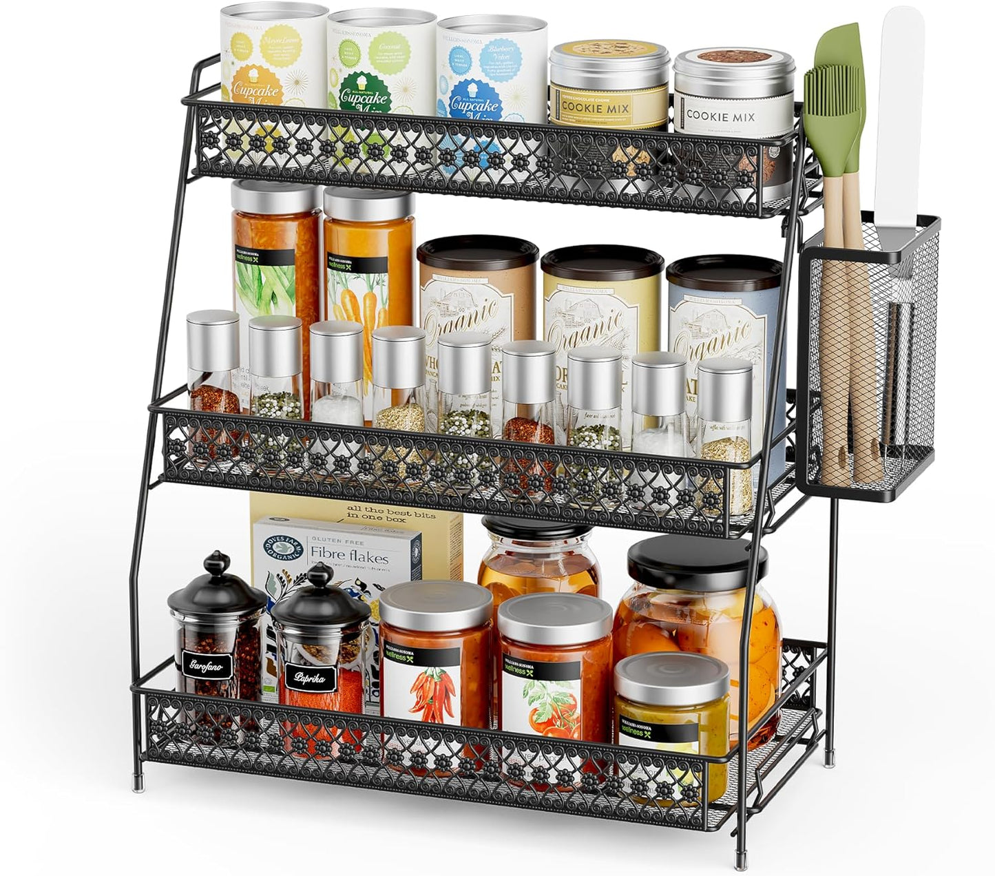 Vintage 3 Tier Spice Rack Organizer for Kitchen and Bathroom