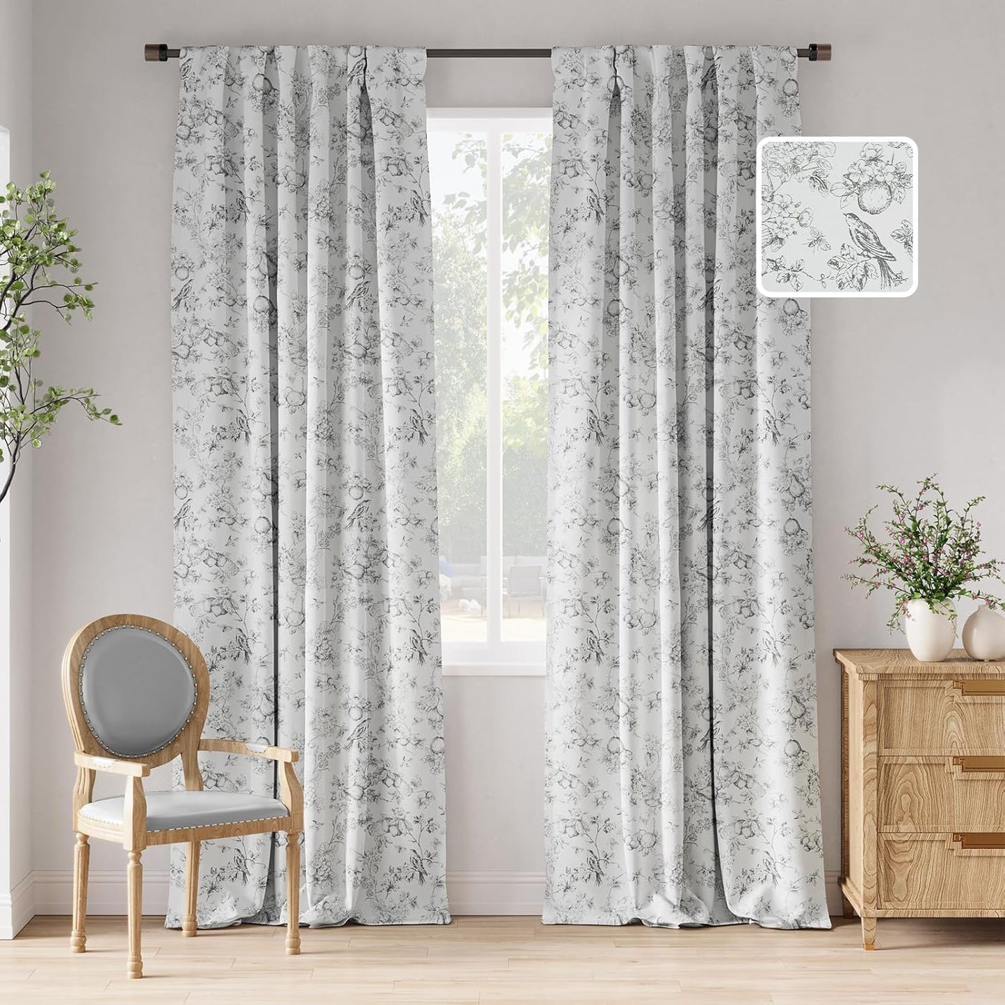 JINCHAN 95% Blackout Floral Curtains for Cozy Bedrooms