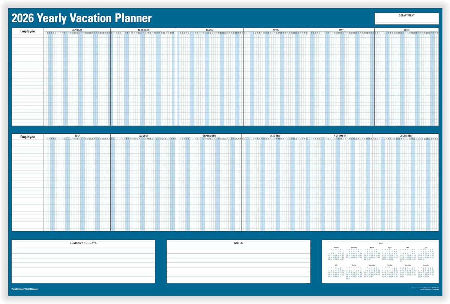 2026 Yearly Vacation Planner for Efficient Employee Management