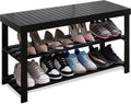 SMIBUY Bamboo Shoe Rack Bench, 3-Tier Organizer for Entryway - Sturdy