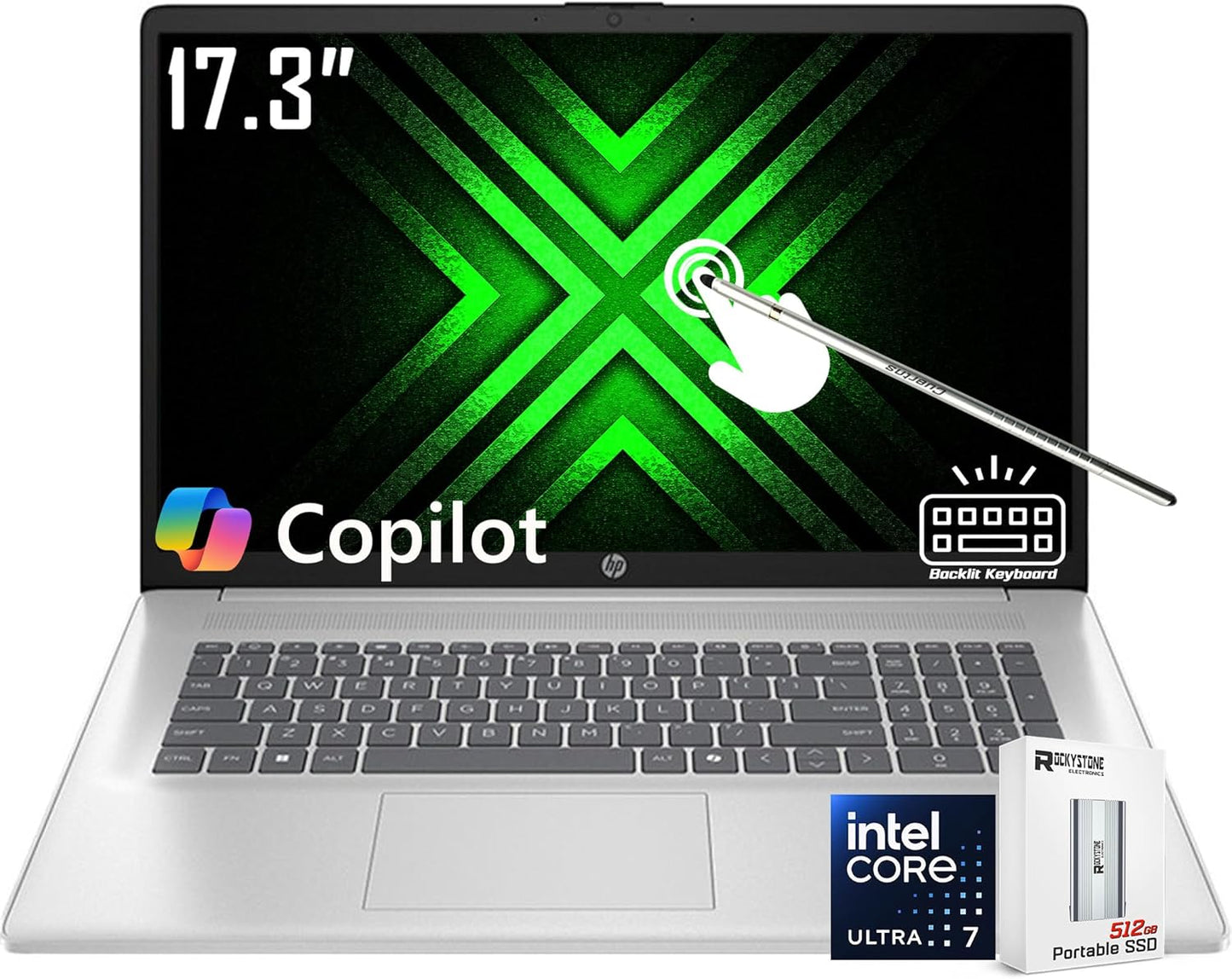 HP 17.3 HD+ Touchscreen Laptop with Intel Ultra 7 Performance