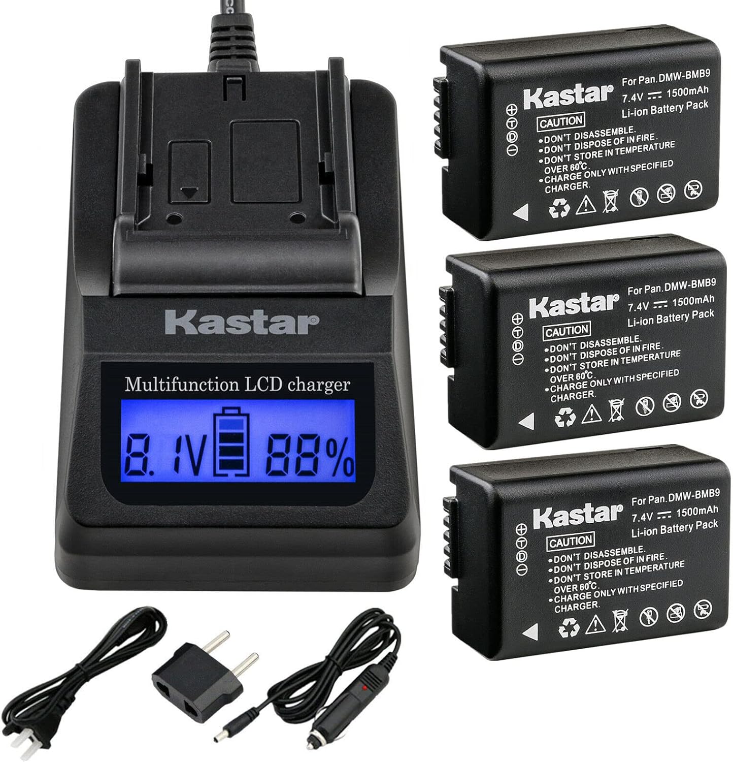 Kastar Battery 3-Pack and Fast Charger for Lumix Cameras