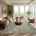 Area Rug 6x9 Sage Green Washable Rug - Non Slip Low Pile Carpet