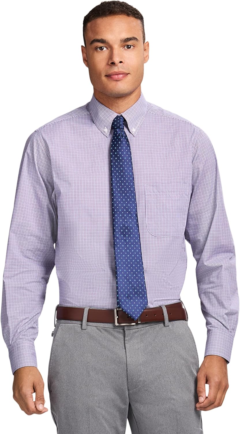IZOD Men's Dress Shirt Regular Fit Long Sleeve Wrinkle Free