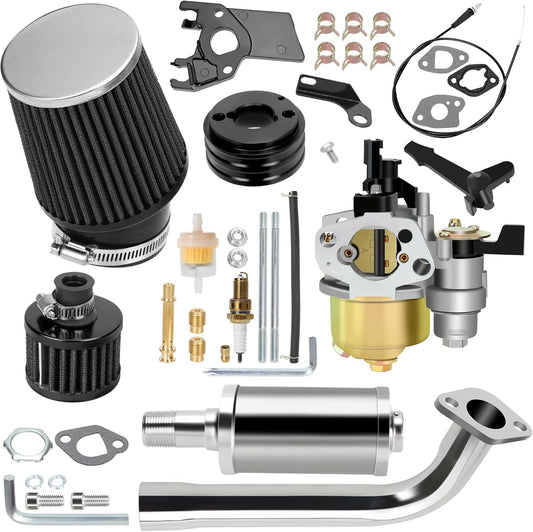 YOXUFA 212cc Carburetor Exhaust Muffler Stage 2 Kit Replacement