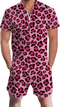 RAISEVERN Mens Romper Zipper Jumpsuit Short Sleeve One Piece - Fun