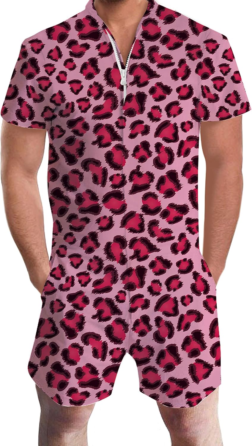 RAISEVERN Mens Romper Zipper Jumpsuit for Stylish Comfort