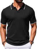 Mens Polo Shirt with Contrast Collar - Vintage Golf Casual Knit