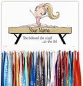 Blond Gymnast Medal Holder - Holds Up to 48 Medals, Custom Name