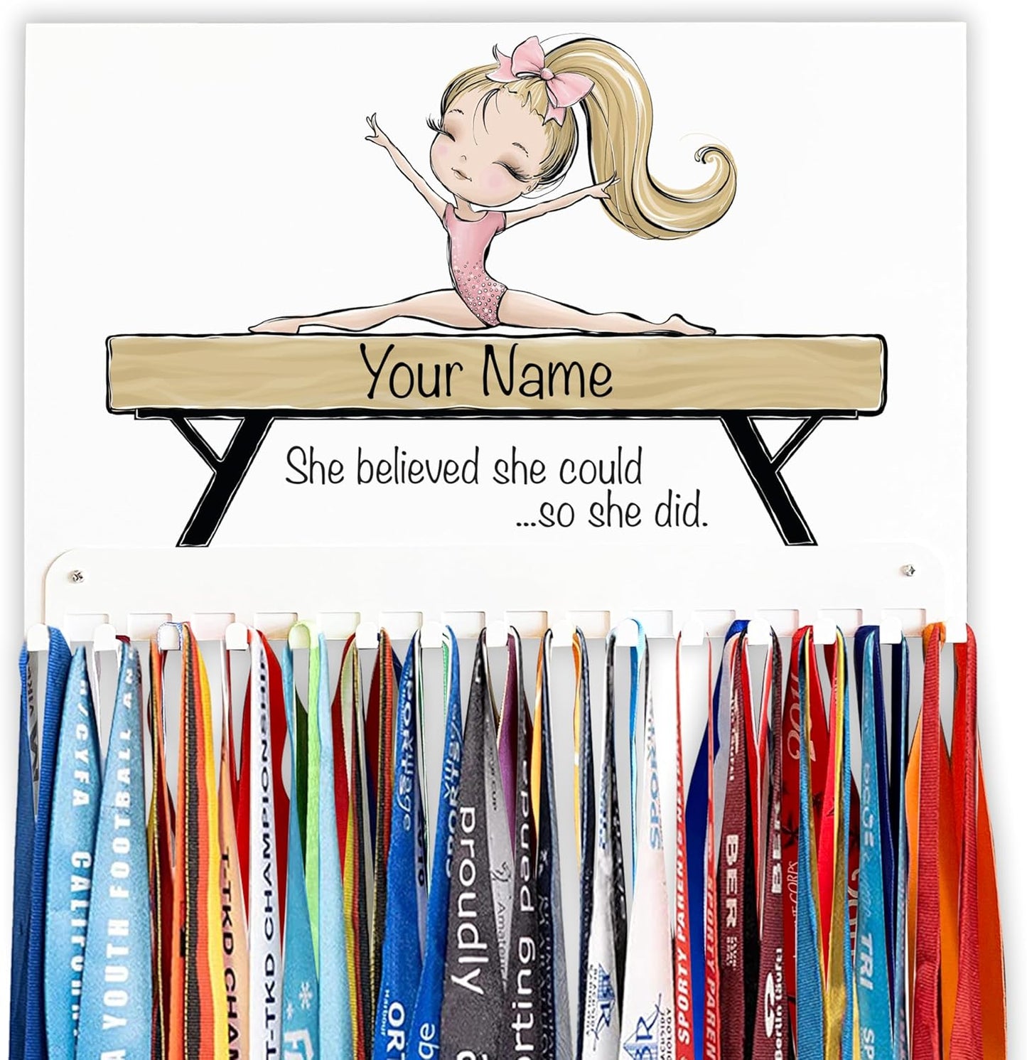 Custom Name Gymnastics Medal Holder for Stylish Display