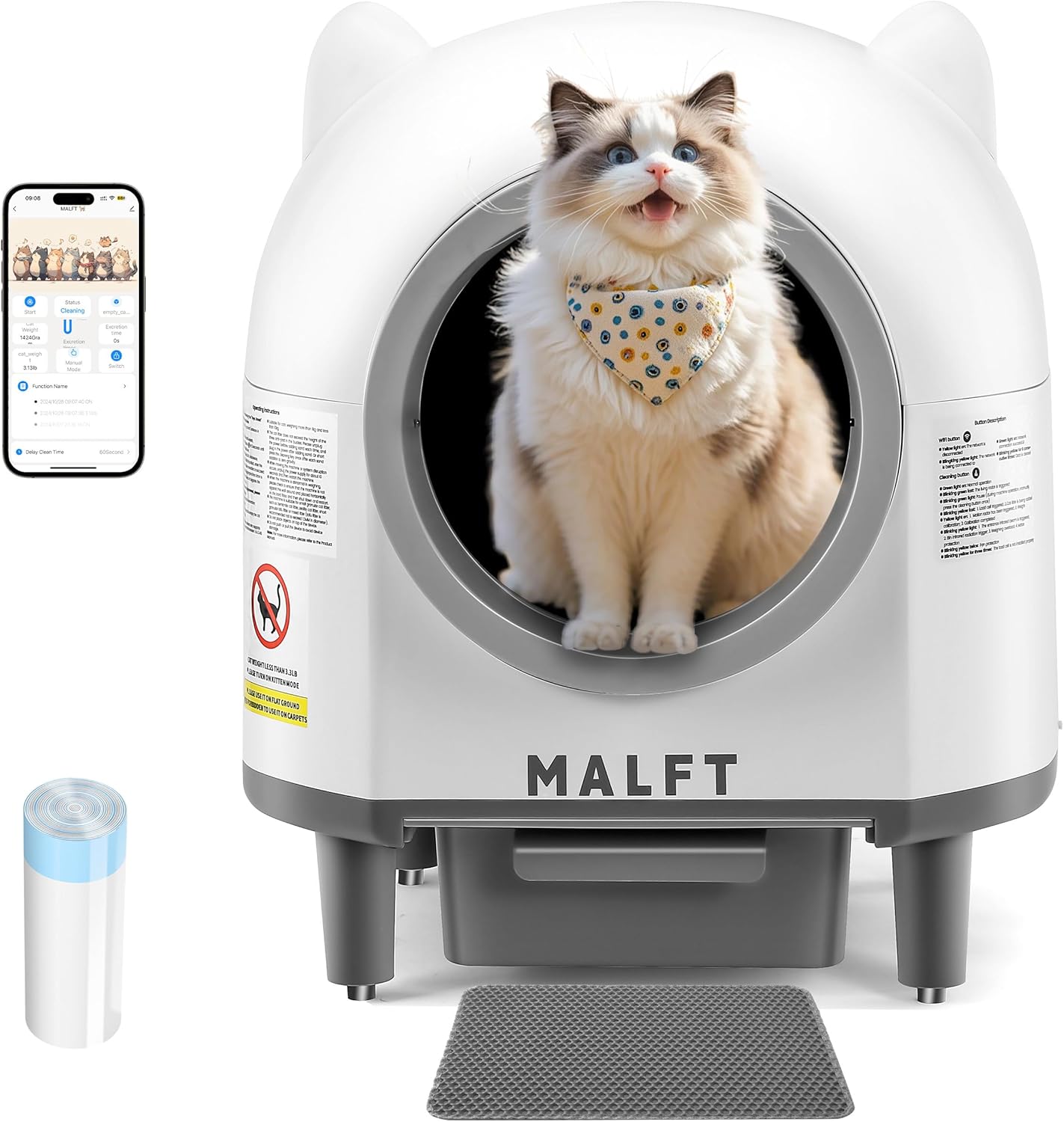 Smart Self-Cleaning Cat Litter Box with WiFi Control and Safety