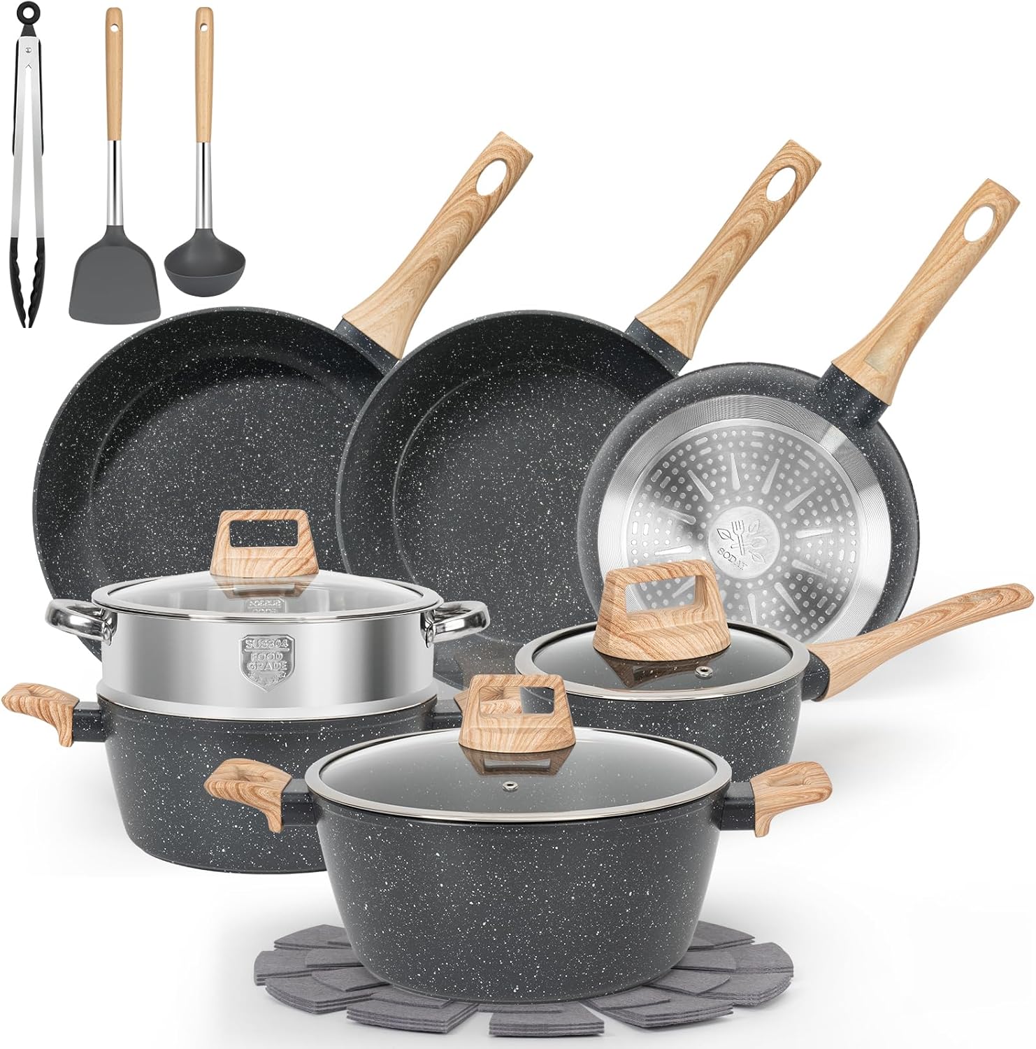 17 Pcs Non Stick Kitchen Cookware Set for Healthy Cooking