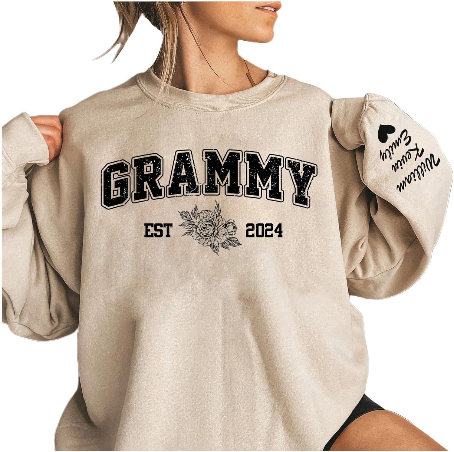 Personalized Grandma Sweatshirt with Grandkid's Name