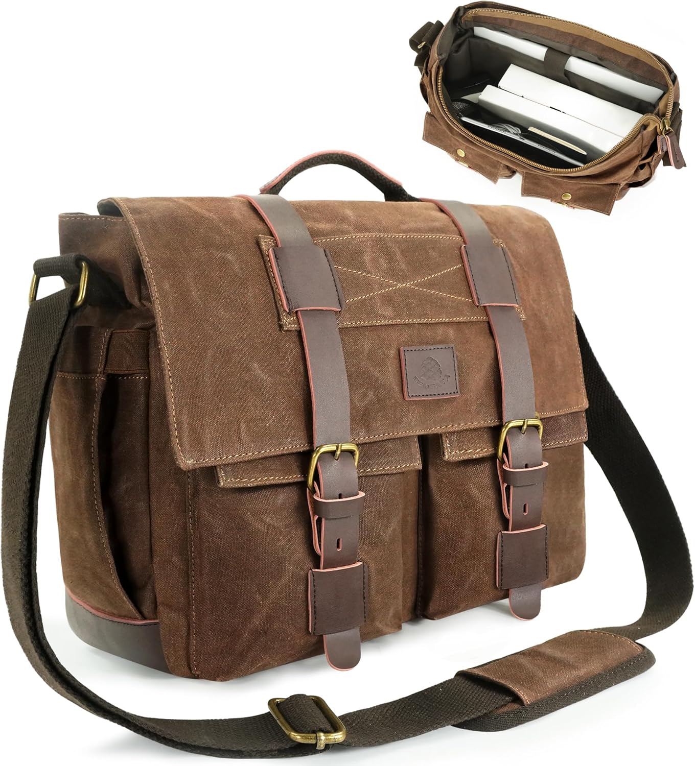 Water-resistant Vintage Messenger Bag for 14-15.6 Inch Laptops