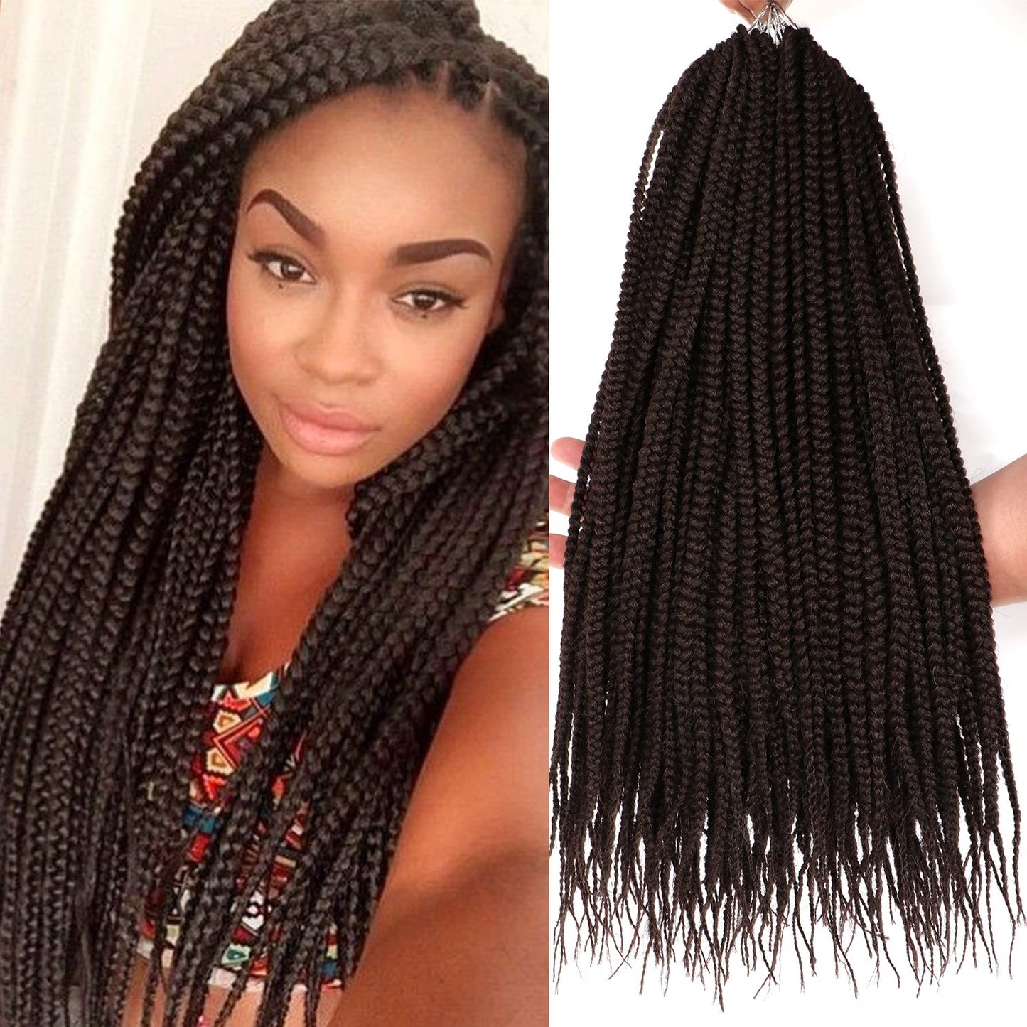 7 Packs Goddess Box Braids Crochet Hair for Black Women 18 Inch
