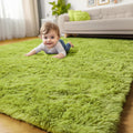 Grass Green Area Rug 5x7 - Fluffy Shag Plush Rug for Bedroom