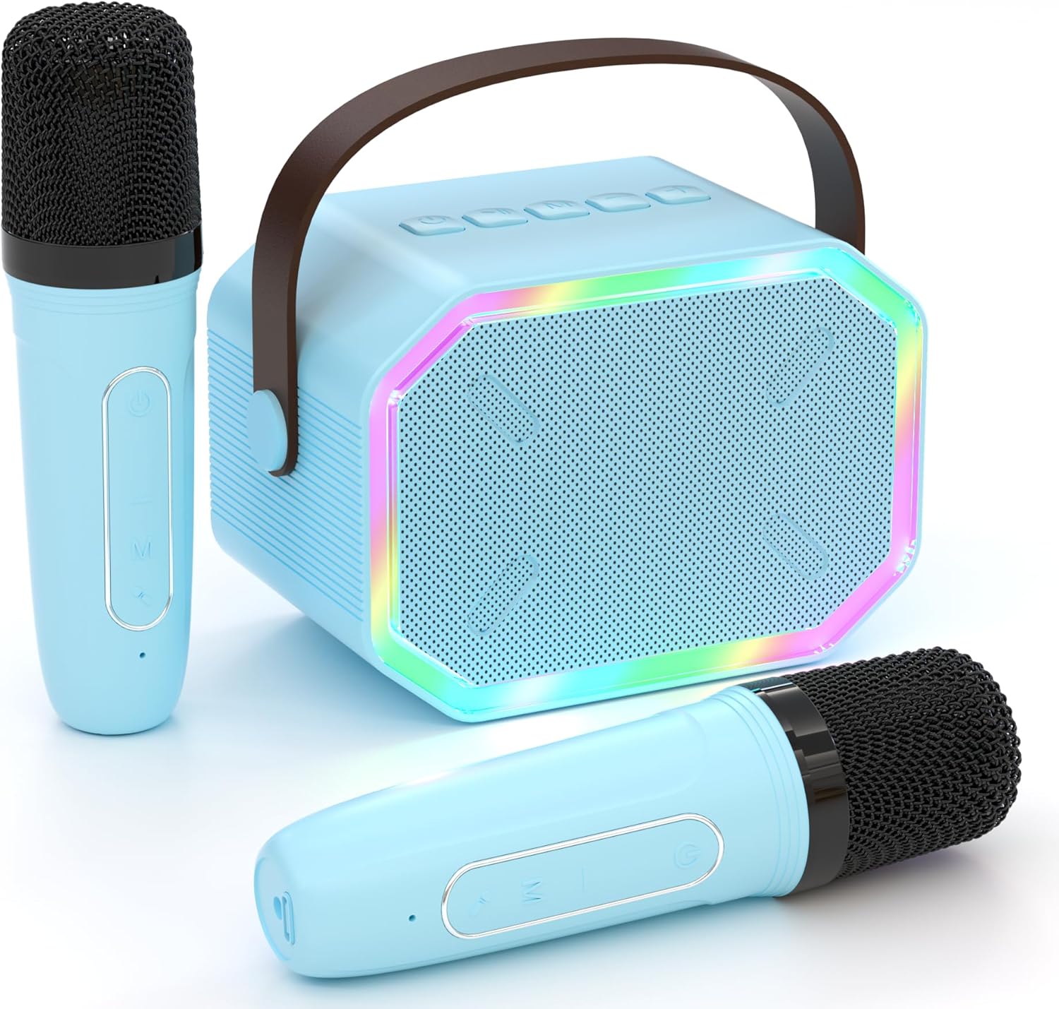 Portable Bluetooth Kids Karaoke Machine with 2 Wireless Mics - Blue